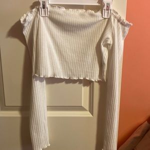 Women’s small long sleeve cropped shirt. Off shoulder.
